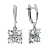 Серьги из серебра с фианитами