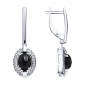 Серьги из серебра с агатами и фианитами