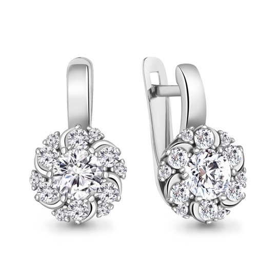 Серьги из серебра с фианитами