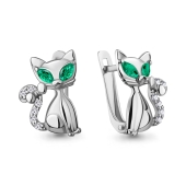 Серьги из серебра с фианитами