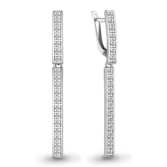Серьги из серебра с горным хрусталем и фианитами