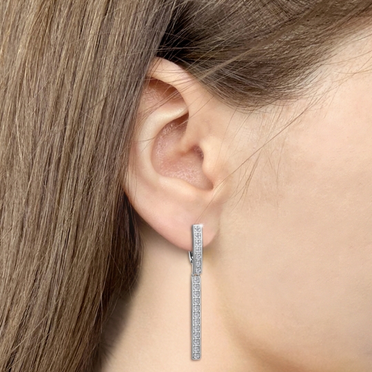 Серьги из серебра с горным хрусталем и фианитами