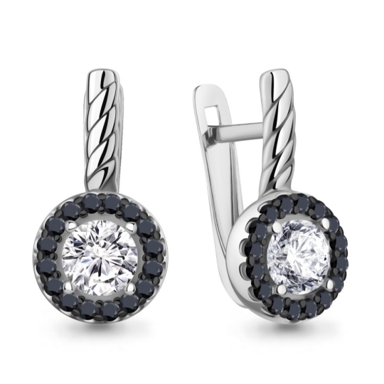 Серьги из серебра с фианитами