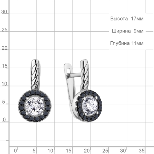 Серьги из серебра с фианитами