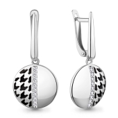 Серьги из серебра с эмалью и фианитами