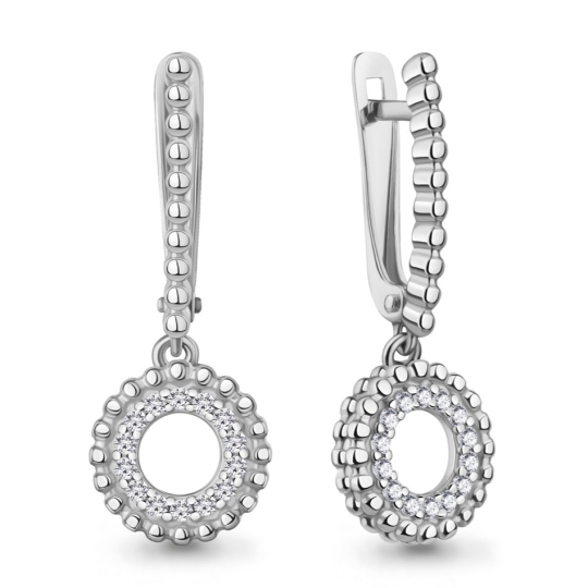 Серьги из серебра с фианитами