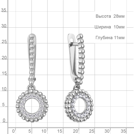Серьги из серебра с фианитами