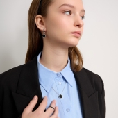 Серьги-трансформеры из серебра с кристальной тканью