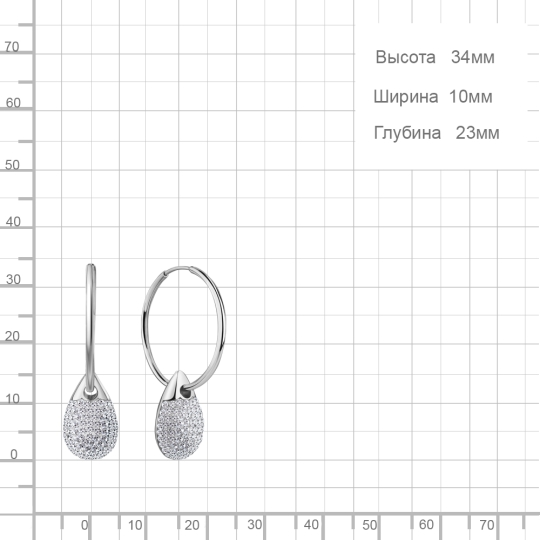 Серьги из серебра с фианитами
