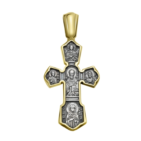 Подвеска-крест из серебра с эмалью