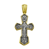 Подвеска-крест из серебра с чернением и позолотой
