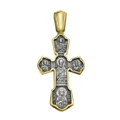 Подвеска-крест из серебра с чернением и позолотой