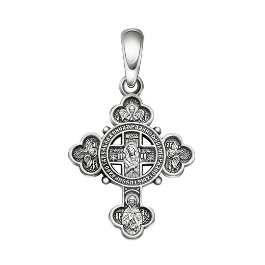 Подвеска-крест из серебра с чернением