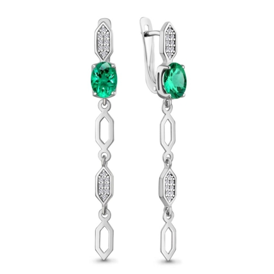 Серьги из серебра с фианитами