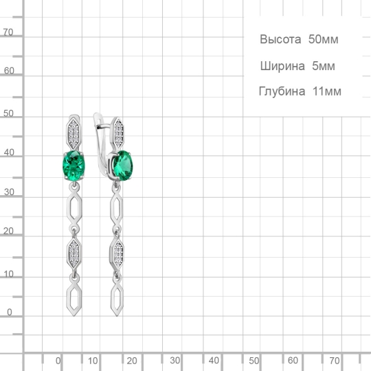Серьги из серебра с фианитами