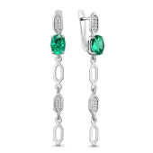 Серьги из серебра с ювелирными кристаллами и фианитами