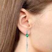 Серьги из серебра с ювелирными кристаллами и фианитами