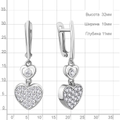 Серьги из серебра с фианитами