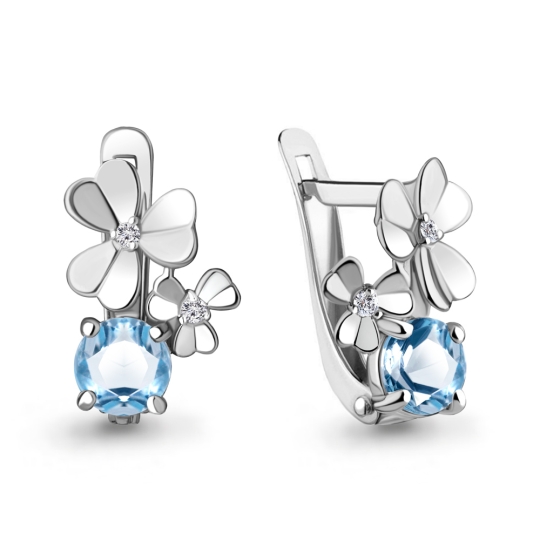 Серьги из серебра с фианитами