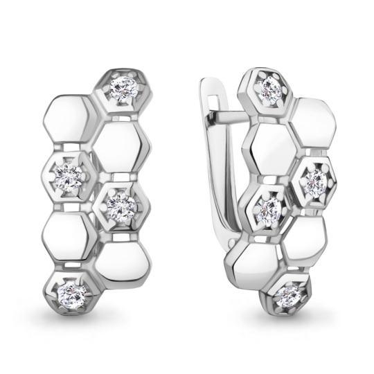 Серьги из серебра с фианитом