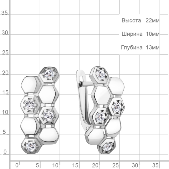 Серьги из серебра с фианитом