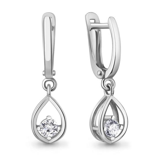 Серьги из серебра с фианитами