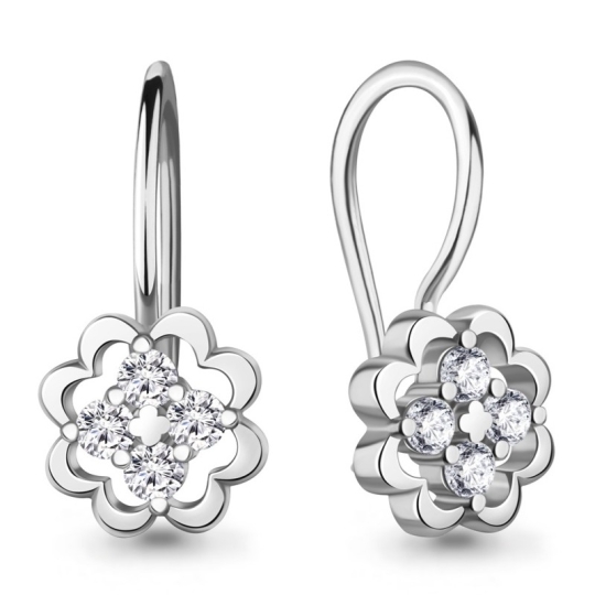 Серьги из серебра с эмалью и фианитами