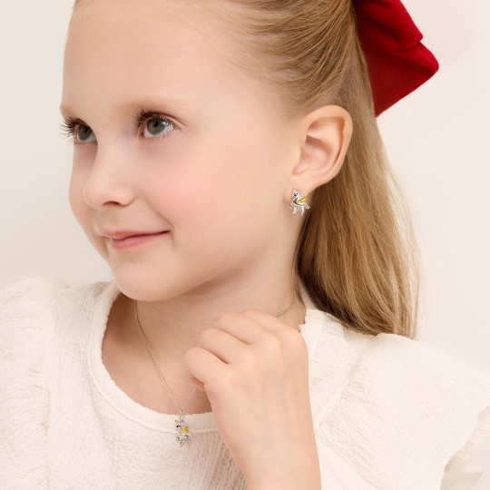 Подвеска из серебра с позолотой и фианитом