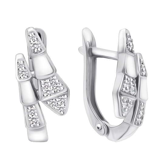 Серьги из серебра с агатами, фианитами и эмалью