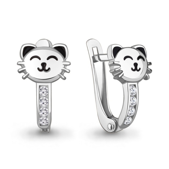 Серьги из серебра с фианитами