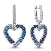 Серьги из серебра с ювелирными кристаллами и фианитами