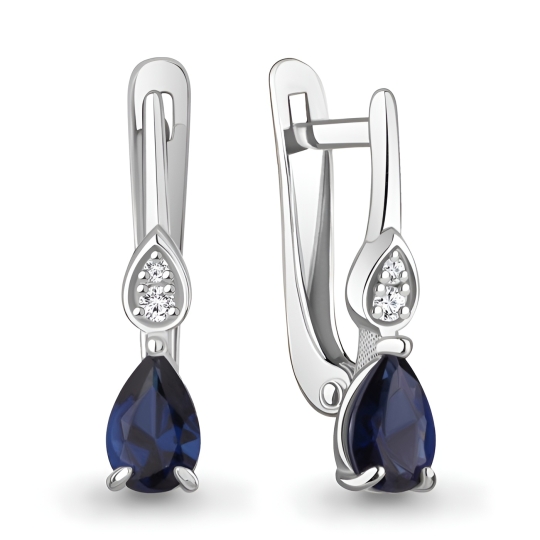 Серьги из серебра с агатами, фианитами и эмалью