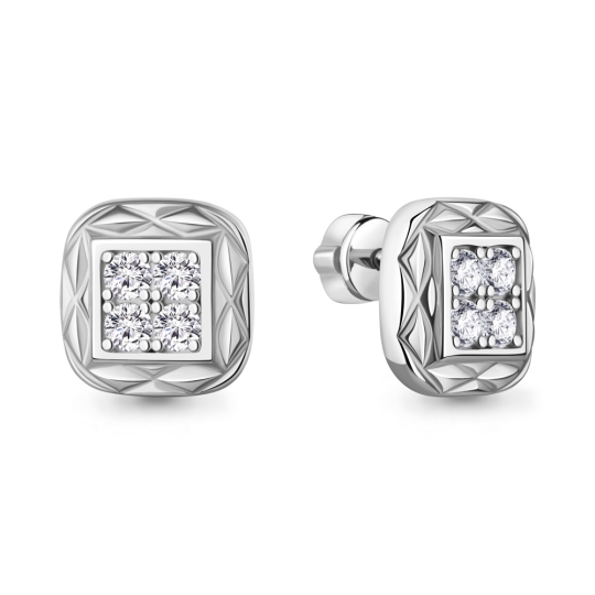 Серьги из серебра с агатами и фианитами