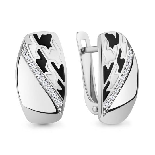 Серьги из серебра с фианитами