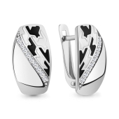 Серьги из серебра с эмалью и фианитами