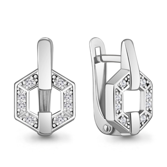 Серьги из серебра с фианитами "Змеи"