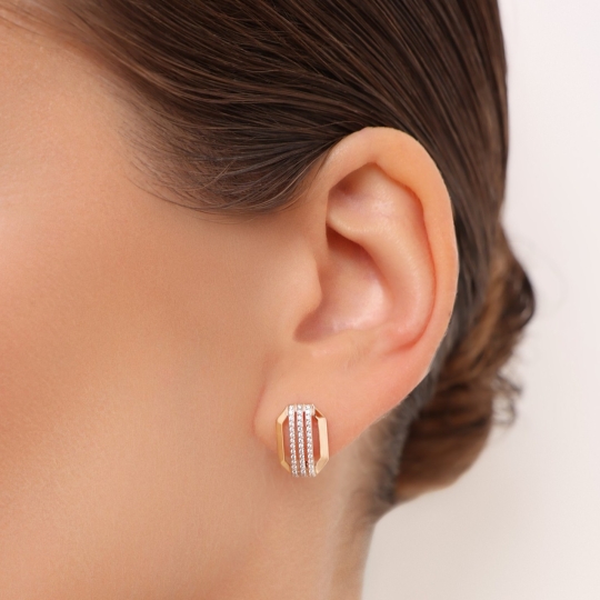 Серьги из лимонного золота с фианитами