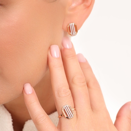 Серьги из лимонного золота с фианитами