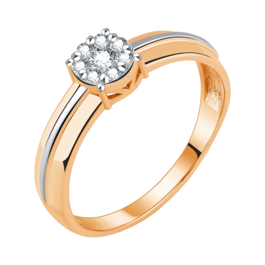 Кольцо из золота с фианитом Swarovski Zirconia и фианитами