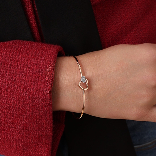 Браслет "красная нить" из золота с фианитами