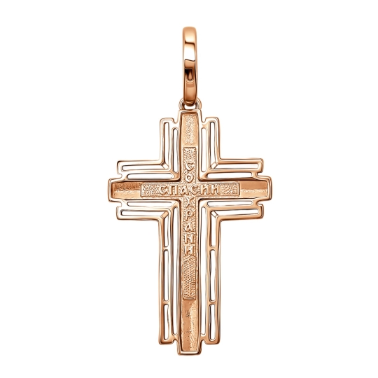 Подвеска-крест из золота с эмалью и фианитами