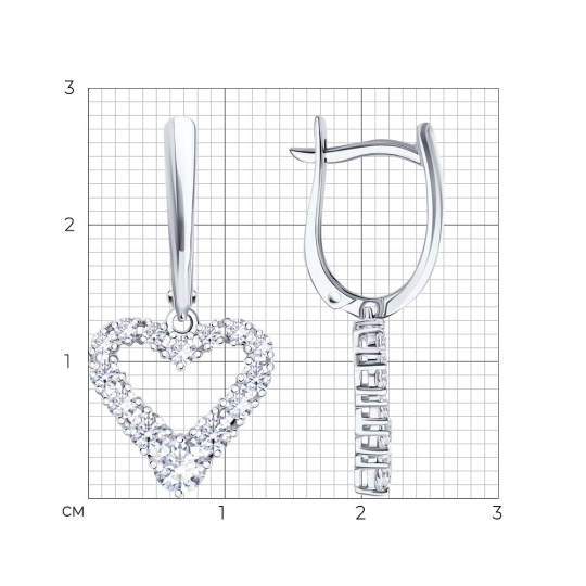 Серьги из белого золота с фианитами
