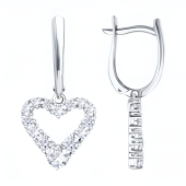 Серьги из белого золота с фианитами