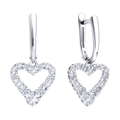 Серьги из белого золота с фианитами