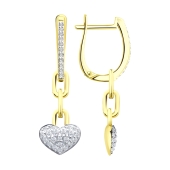 Серьги из лимонного золота с фианитами