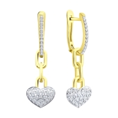 Серьги из лимонного золота с фианитами