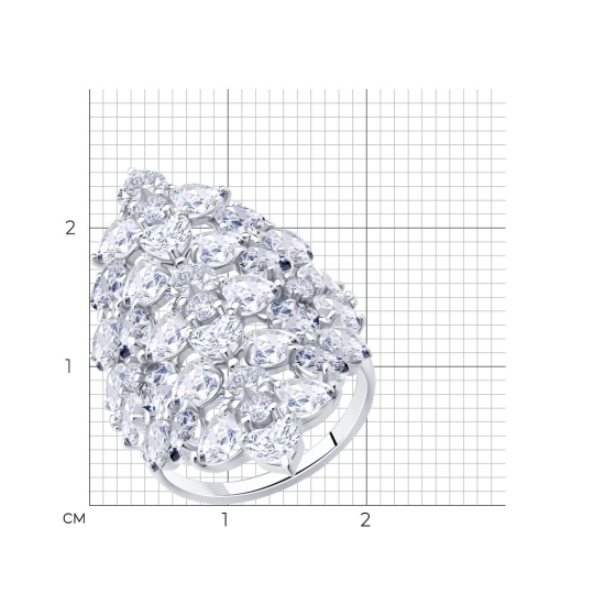 Кольцо из серебра с фианитами