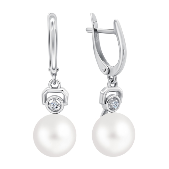 Серьги из серебра с фианитами