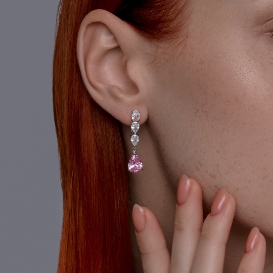Серьги из серебра с султанитами и фианитами