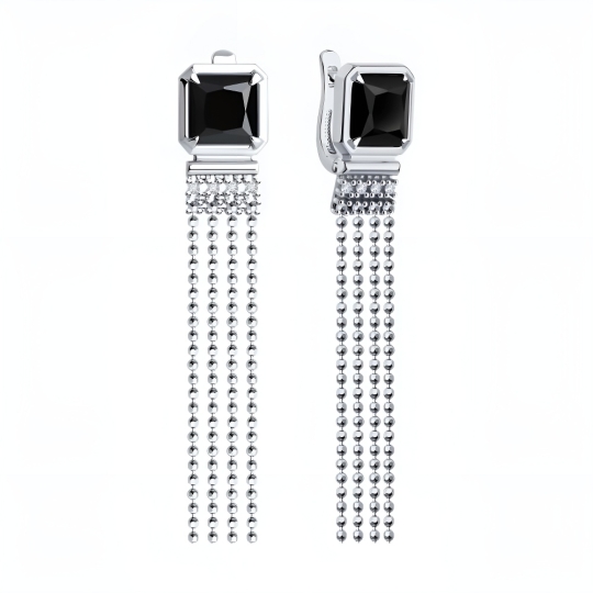 Серьги из серебра с фианитами
